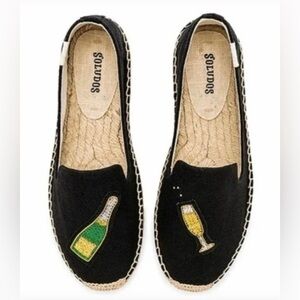 Soludos Cheers Beaded Espadrilles | Black Smoking Slippers | Size 9